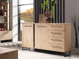Nuraga Artisan Oak Effect And Black 159cm 2 Door 4 Drawer Sideboard - 11008230