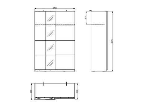 Noah White Mirrored Sliding Door Wardrobe 145cm - 11013481