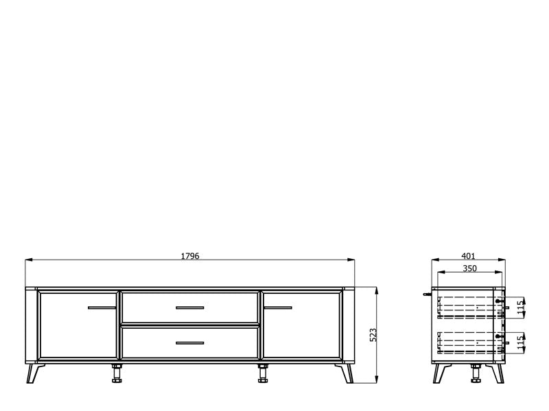 Barwen Cashmere And Oak Effect Large Wide 180cm TV Cabinet Unit - 11014490