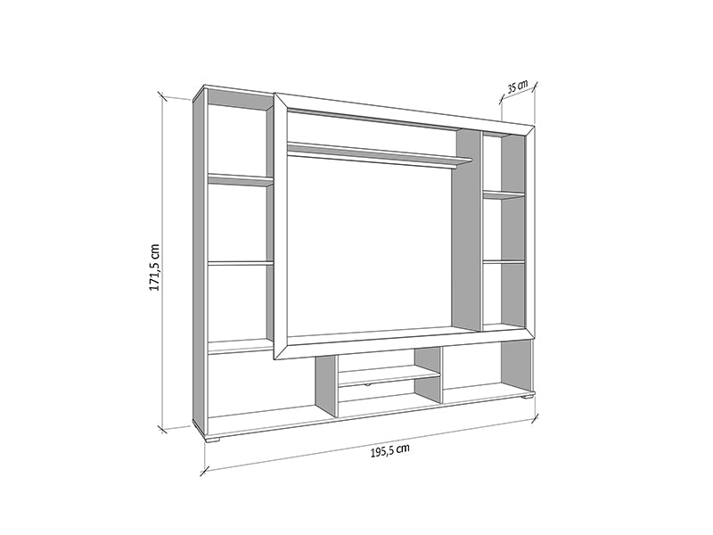 Lorenza Grey Oak Effect And Black Compact Entertaiment Unit Wall TV Cabinet - 11014757