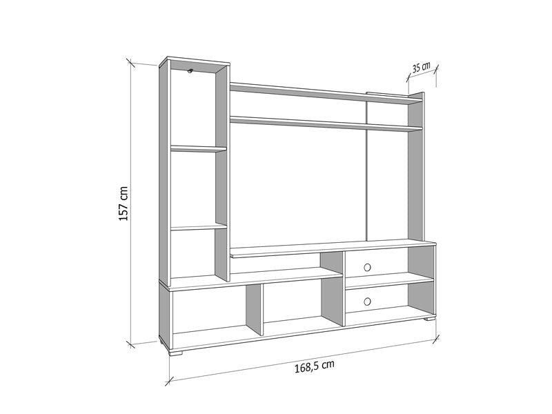 Bruno Artisan Oak Effect And Black Entertaiment Unit Wall TV Cabinet - 11011452
