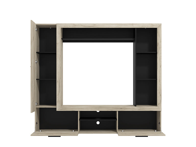 Lorenza Grey Oak Effect And Black Compact Entertaiment Unit Wall TV Cabinet - 11014757