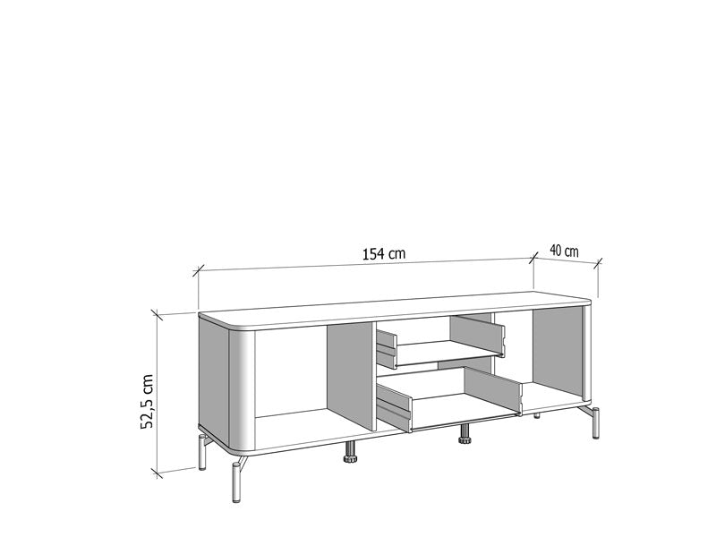 Barwen Cashmere And Oak Effect 2 Door 154cm TV Cabinet Unit - 11014453