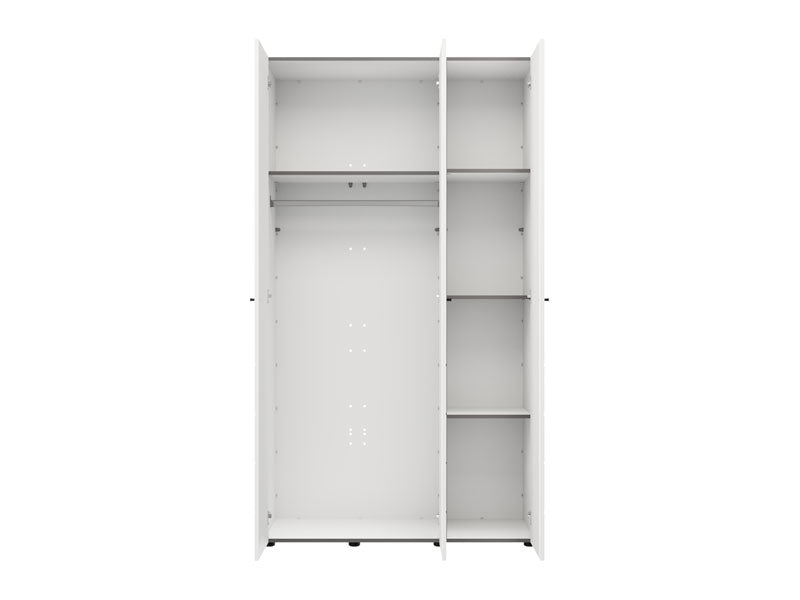 Nevaris White Narrow 3 Door Space-Saving 117cm Wide Wardrobe - 11014949