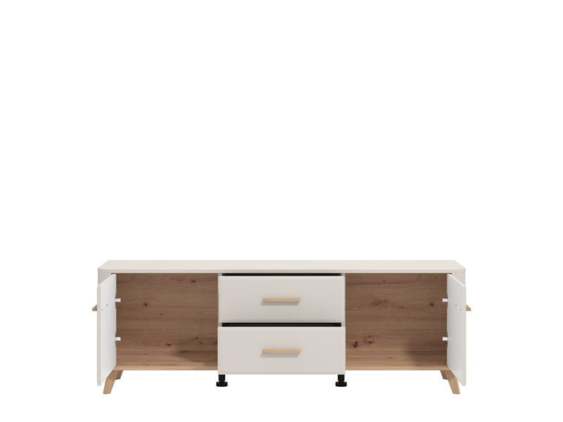 Barwen Cashmere And Oak Effect 2 Door 154cm TV Cabinet Unit - 11014453