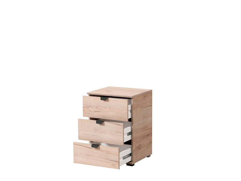 Nancy Oak Effect 3 Drawer Bedside Table - 11008315