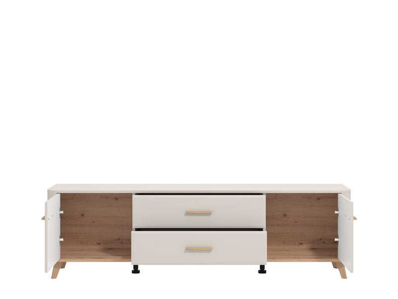 Barwen Cashmere And Oak Effect Large Wide 180cm TV Cabinet Unit - 11014490