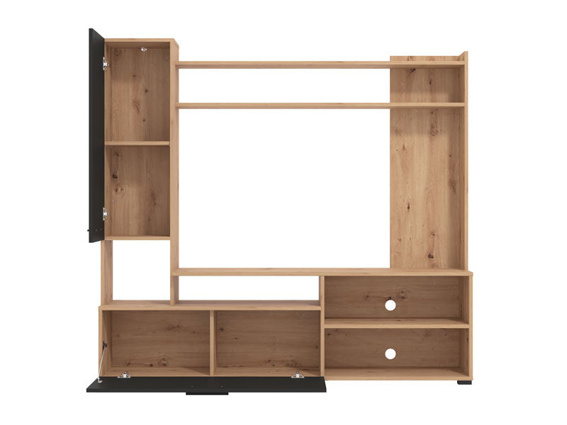 Bruno Artisan Oak Effect And Black Entertaiment Unit Wall TV Cabinet - 11011452