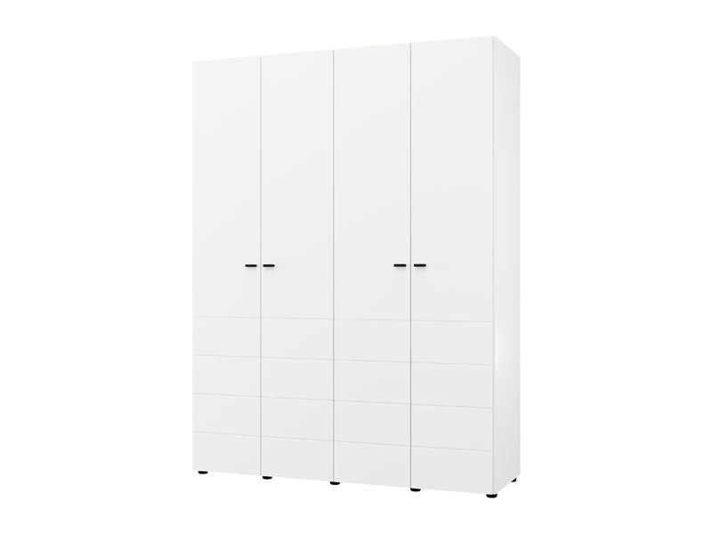 Nevaris White Narrow 4 Door Space-Saving 155cm Wide Wardrobe - 11014951