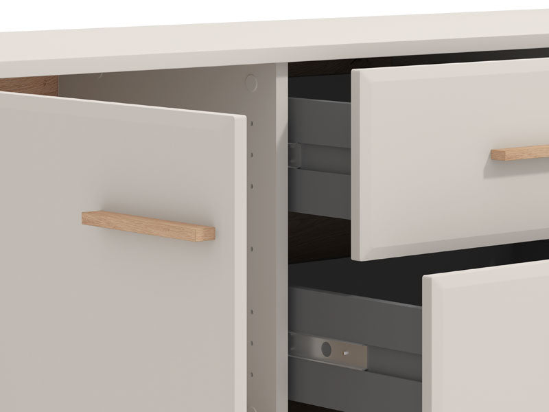 Barwen Cashmere And Oak Effect 2 Door 154cm TV Cabinet Unit - 11014453