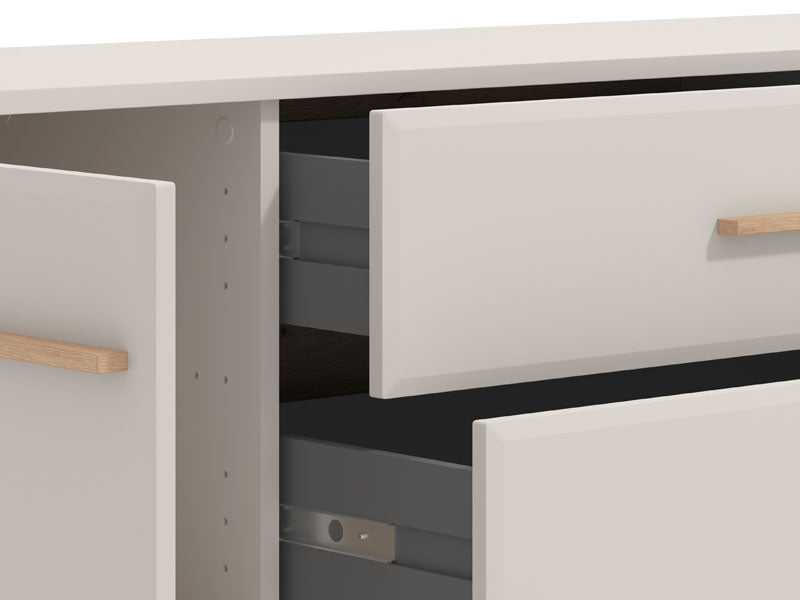 Barwen Cashmere And Oak Effect Large Wide 180cm TV Cabinet Unit - 11014490