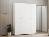 Nevaris White Narrow 4 Door Space-Saving 155cm Wide Wardrobe - 11014951