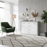 Cementara Concrete Grey and White High Gloss Sideboard 117cm Wide P9BBGS56
