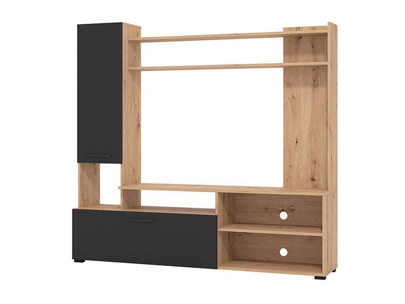 Bruno Artisan Oak Effect And Black Entertaiment Unit Wall TV Cabinet - 11011452