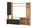 Bruno Artisan Oak Effect And Black Entertaiment Unit Wall TV Cabinet - 11011452