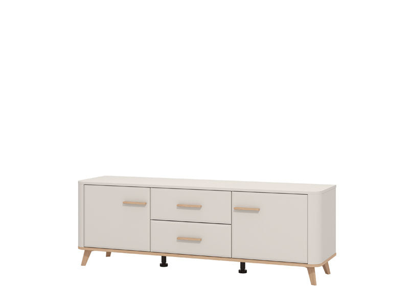 Barwen Cashmere And Oak Effect 2 Door 154cm TV Cabinet Unit - 11014453