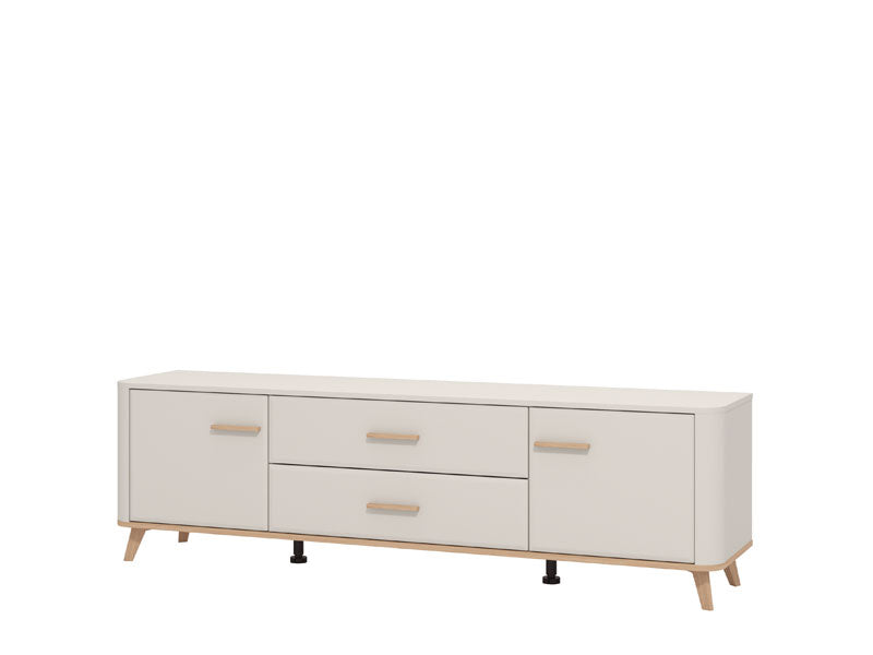 Barwen Cashmere And Oak Effect Large Wide 180cm TV Cabinet Unit - 11014490