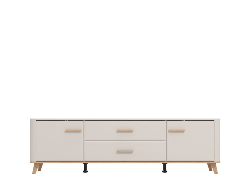 Barwen Cashmere And Oak Effect Large Wide 180cm TV Cabinet Unit - 11014490
