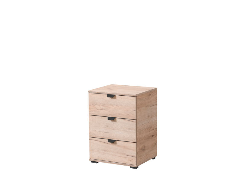 Nancy Oak Effect 3 Drawer Bedside Table - 11008315