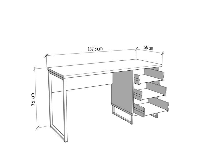 Nuraga Artisan Oak Effect Computer Desk With Drawers - 11011194 RZ