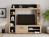 Raya Artisan Oak Effect And Black Compact Entertaiment Unit Wall TV Cabinet - 11008241