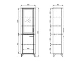 Barwen Cashmere And Oak Effect Tall Slim 2 Door Showcase Display Cabinet Unit - 11014451