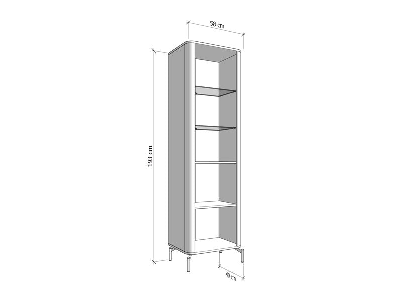 Barwen Cashmere And Oak Effect Tall Slim 2 Door Showcase Display Cabinet Unit - 11014451
