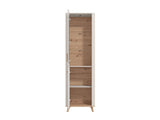 Barwen Cashmere And Oak Effect Tall Slim 2 Door Showcase Display Cabinet Unit - 11014451