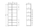 Burgundy White High Gloss And Warm Oak Effect Tall 2 Door Showcase Display Cabinet 11012062 RZ