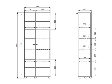Burgundy White High Gloss And Warm Oak Effect Tall 2 Door Showcase Display Cabinet 11012062 RZ
