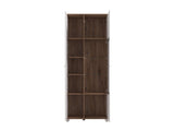 Burgundy White High Gloss And Warm Oak Effect Tall 2 Door Showcase Display Cabinet 11012062 RZ