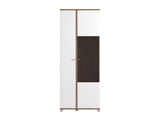 Burgundy White High Gloss And Warm Oak Effect Tall 2 Door Showcase Display Cabinet 11012062 RZ