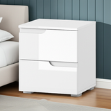 Serene White Gloss 2 Drawer Bedside Table S32