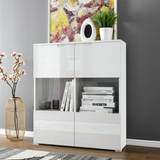 Serene White Gloss 2 Glass Door Display Cabinet S27