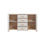Barwen Cashmere And Oak Effect Large 154cm 2 Door 4 Drawer Sideboard - 11014454