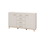 Barwen Cashmere And Oak Effect Large 154cm 2 Door 4 Drawer Sideboard - 11014454