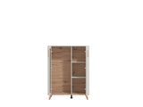 Barwen Cashmere And Oak Effect Low 2 Door Showcase Display Cabinet Unit - 11014452