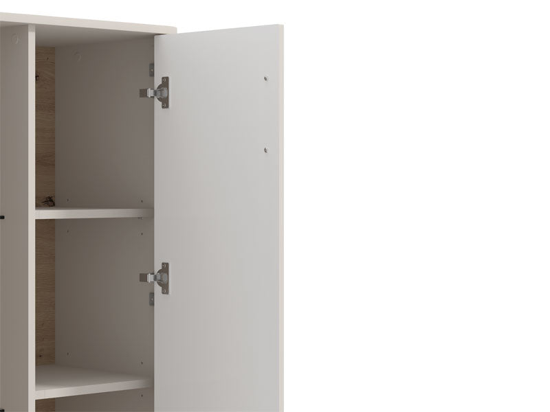 Barwen Cashmere And Oak Effect Low 2 Door Showcase Display Cabinet Unit - 11014452
