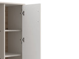 Barwen Cashmere And Oak Effect Low 2 Door Showcase Display Cabinet Unit - 11014452