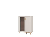 Barwen Cashmere And Oak Effect Low 2 Door Showcase Display Cabinet Unit - 11014452