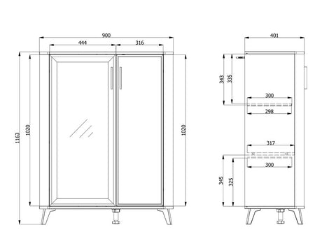 Barwen Cashmere And Oak Effect Low 2 Door Showcase Display Cabinet Unit - 11014452