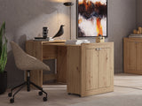 Eudox Oak Effect Pullout Space Saving Hideaway Storage Computer Convertible Desk
