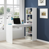 Bronya White Computer Desk Workstation with Bookcase- 008314A