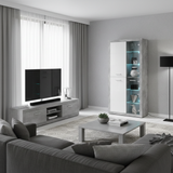 Cementara Grey and White High Gloss Tall 4 Door Display Cabinet P9BBGS02