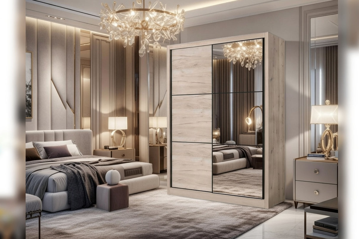 Nancy Oak 2 Door Sliding Door Wardrobe Slider 166cm Wide- 11008274