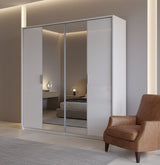 Guerlain 4 Door White High Gloss Mirrored Wardrobe P4RXPL04