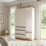Bellington Matte Cashmere 3 Door 3 Drawer Mirrored Wardrobe - 11014290