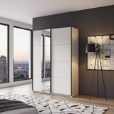 Raya White Mirrored Sliding Door Wardrobe 145cm - 11013481