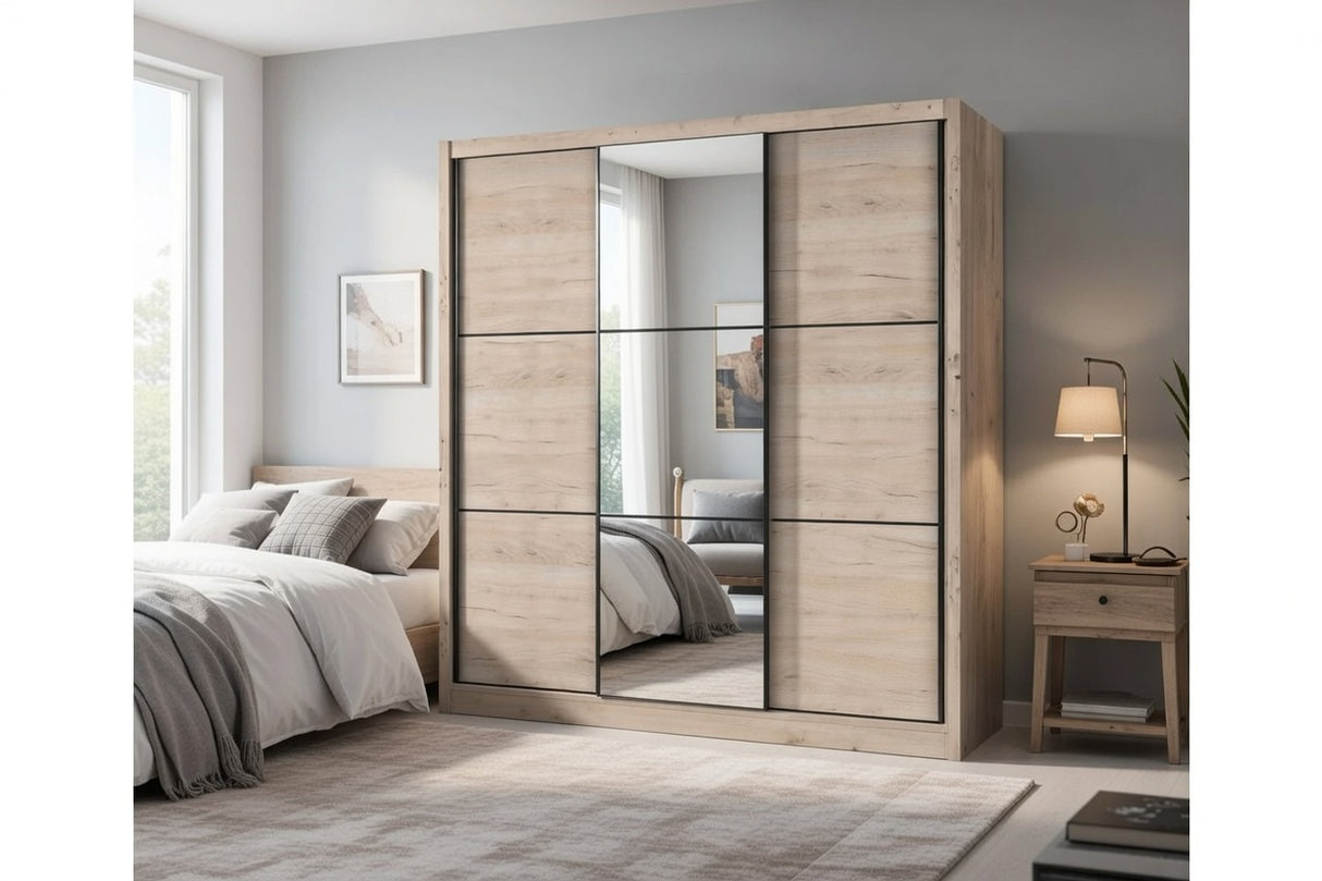 Nancy  Extra Large Oak 3 Sliding Door Wardrobe Slider 245cm Wide -11008280