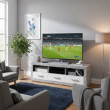 Cementara Concrete Grey Effect and White High Gloss TV Cabinet with Drawers P9BBGS63